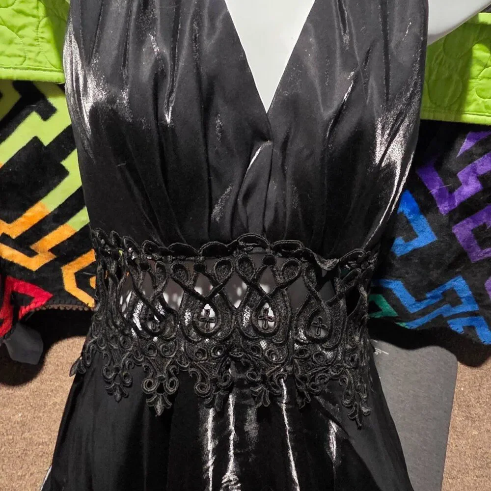 Susan Roselli For Vijack Metallic Black Formal Lace Dress Women Size 12 Vintage - Picture 12 of 12